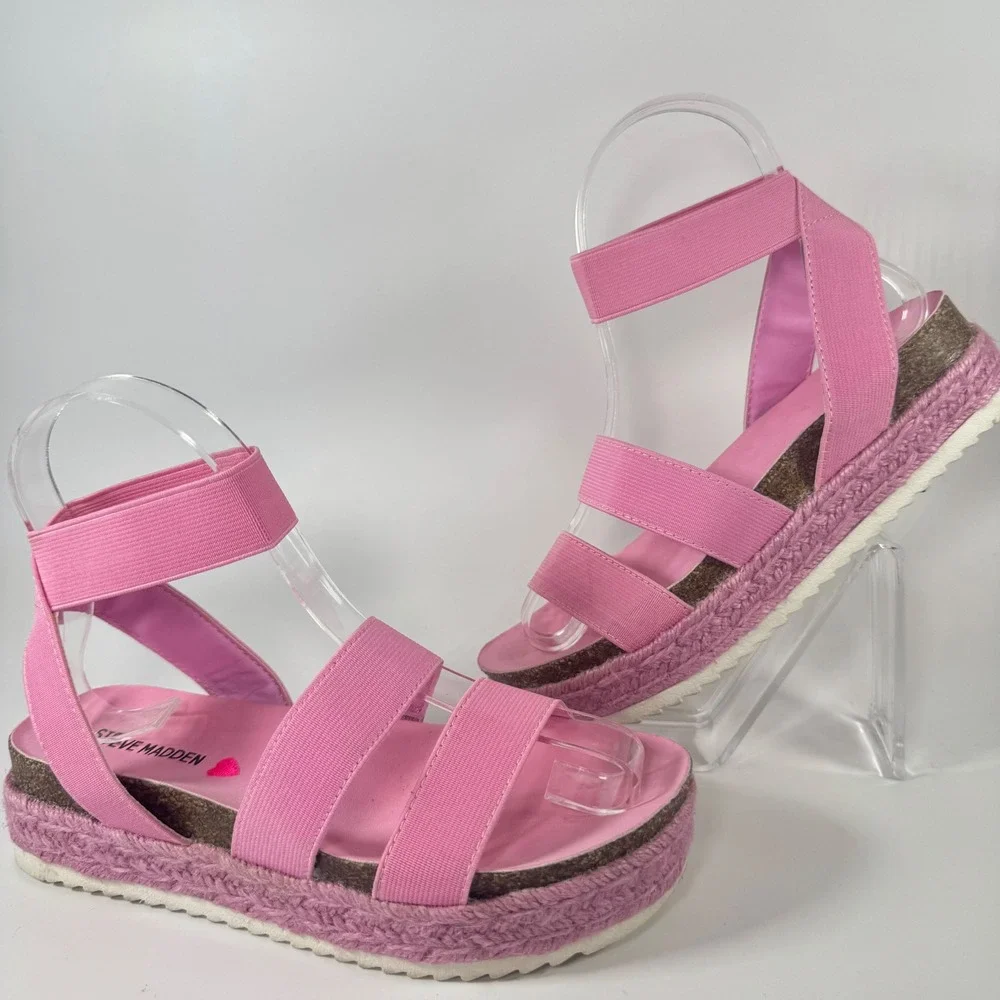 Steve Madden Pink Jkimmie Espadrille Platform Sandals Girls Size‎ 2 Kid